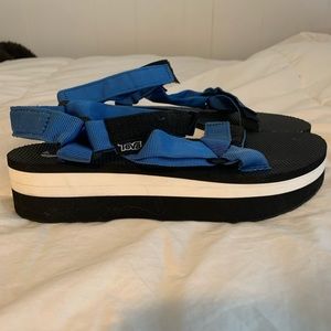 Blue strapped platform Tevas